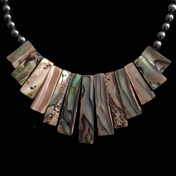 Abalone Shell Statement Necklace - Picture 3 of 4